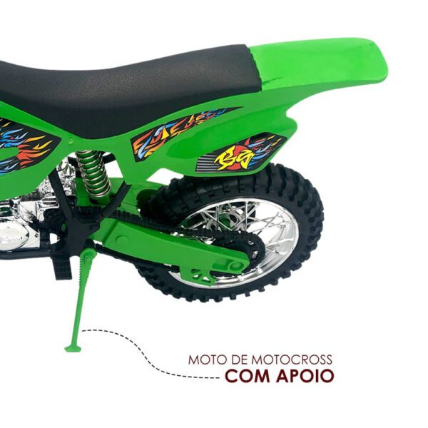 Moto de Motocross de Brinquedo com Apoio - Verde - Image 4