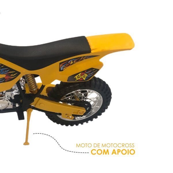 Moto de Motocross de Brinquedo com Apoio - Amarelo - Image 4