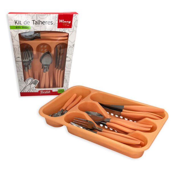 Kit de Talheres em Inox 25 Peças - Salmão