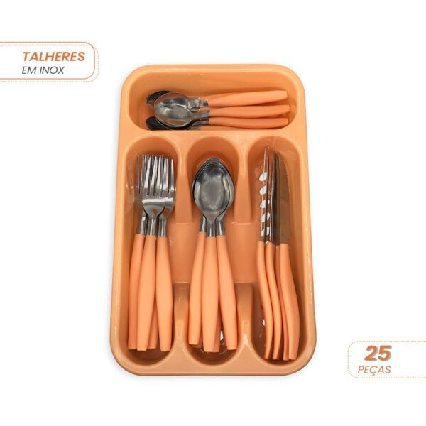 Kit de Talheres em Inox 25 Peças - Salmão - Image 3