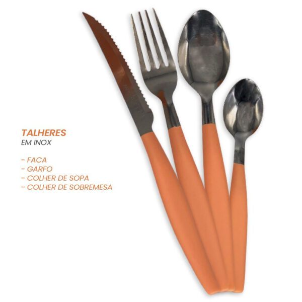 Kit de Talheres em Inox 25 Peças - Salmão - Image 4