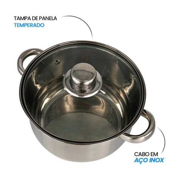 Conjunto Panelas 5 Peças Tampa Vidro Aço Inox - Image 5