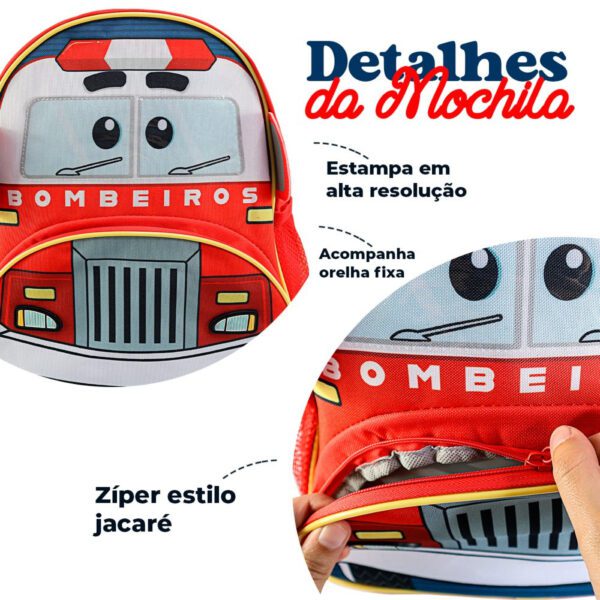 Mochila Infantil Com Alças - Bombeiro - Image 3