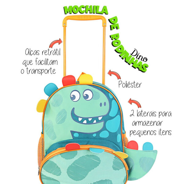 Mochila de Rodinhas Dino - Verde - Image 7