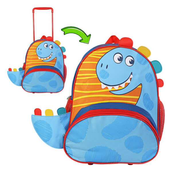 Mochila Infantil com Rodinhas Dino - Azul - Image 5