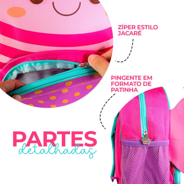 Mochila Infantil Com Alças - Borboleta Rosa - Image 5