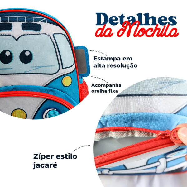 Mochila Infantil Com Alças - Fusca Policia - Image 4