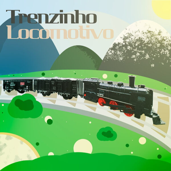 Trem de Brinquedo Locomotiva Que Acende e Faz Barulho Com Pista e 2 Vagões de Carga - Image 3