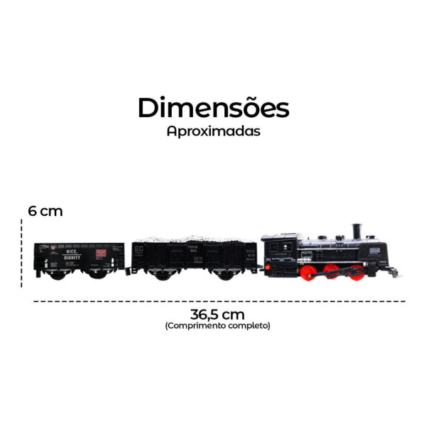 Trem de Brinquedo Locomotiva Que Acende e Faz Barulho Com Pista e 2 Vagões de Carga - Image 4