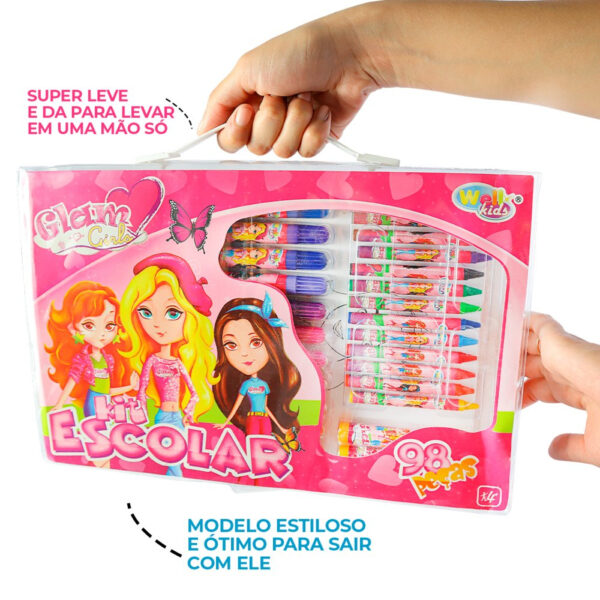 Maleta Kit Escolar com 98 Peças Glam Girls - Image 2