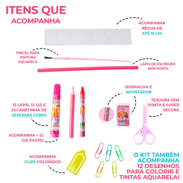 Maleta Kit Escolar com 98 Peças Glam Girls - Image 3